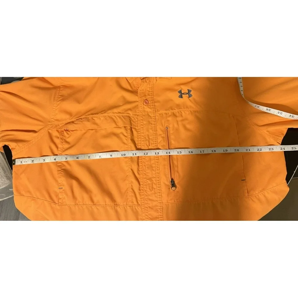 Under Armour Mens Fishing‎ Shirt Orange Long Sleeve Roll Tab Button Up Large